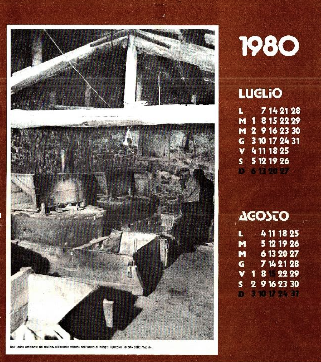 Il mulino, protagonista del calendario della Banca Popolare del Molise del 1980